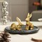 Gold Easter Bunny Decor, Small Bunny Figurines Set of 2, Resin Rabbit Statues, Gold Bunny Easter Tabletop Decor for Spring Centerpiece, Home Mantle Shelf Decor